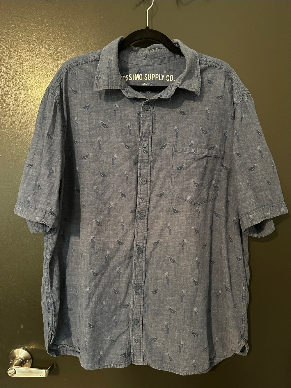 Mossimo Supply Co. Men’s Chambray Short Sleeve Blue Button-Down Shirt